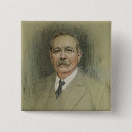 Portret van Sir Arthur Conan Doyle Vierkante Button 5,1 Cm (Voorkant)