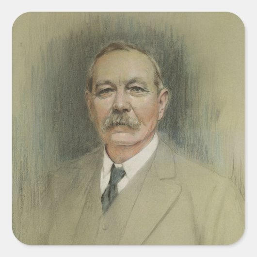 Portret van Sir Arthur Conan Doyle Vierkante Sticker (Voorkant)