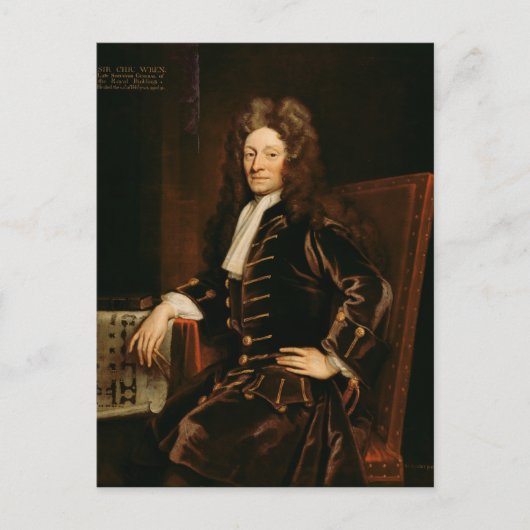Portret van Sir Christopher Wren 1711 Briefkaart (Voorkant)
