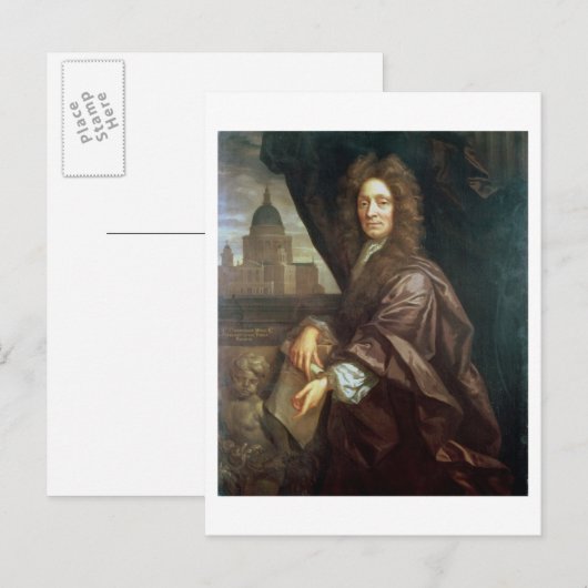 Portret van Sir Christopher Wren (olie op doek) Briefkaart (Voorkant / Achterkant)