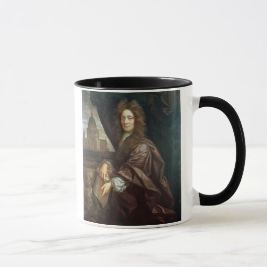 Portret van Sir Christopher Wren (olie op doek) Mok (Rechts)