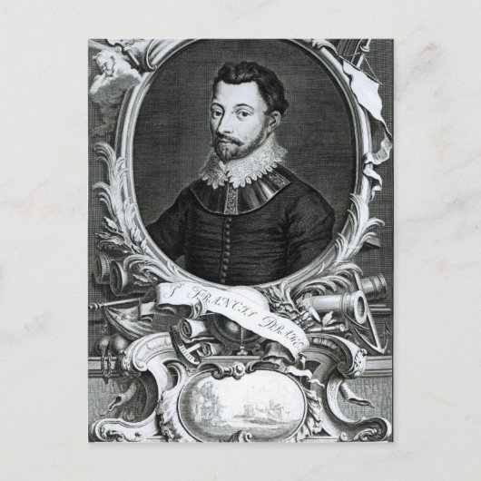 Portret van Sir Francis Drake Briefkaart (Voorkant)