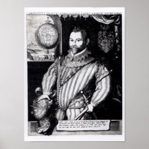 Portret van Sir Francis Drake Poster