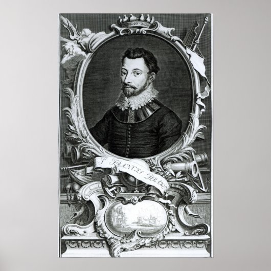 Portret van Sir Francis Drake Poster (Voorkant)