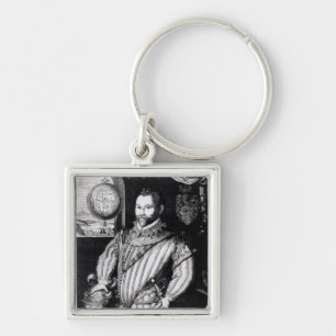 Portret van Sir Francis Drake Sleutelhanger