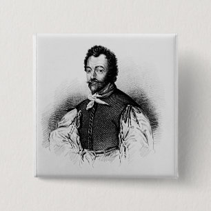 Portret van Sir Francis Drake Vierkante Button 5,1 Cm