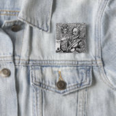 Portret van Sir Francis Drake Vierkante Button 5,1 Cm (In situ)