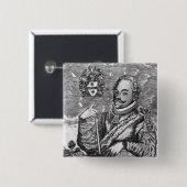 Portret van Sir Francis Drake Vierkante Button 5,1 Cm (Voorkant /achterkant)