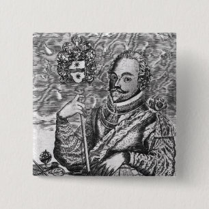 Portret van Sir Francis Drake Vierkante Button 5,1 Cm