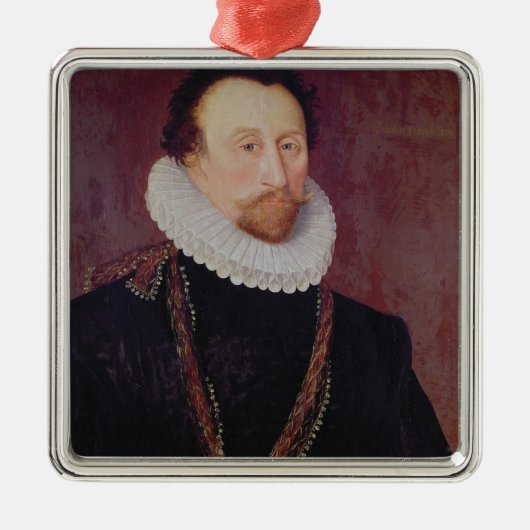 Portret van Sir John Hawkins 1581 Metalen Ornament (Voorkant)