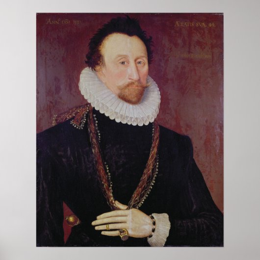 Portret van Sir John Hawkins 1581 Poster (Voorkant)