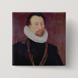 Portret van Sir John Hawkins 1581 Vierkante Button 5,1 Cm