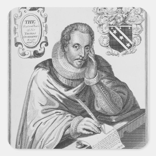 Portret van Sir Thomas Overbury Vierkante Sticker (Voorkant)