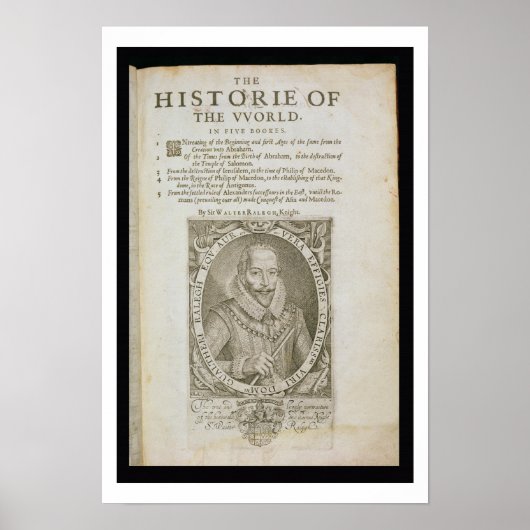 Portret van Sir Walter Raleigh (1554-1618), titel  Poster (Voorkant)