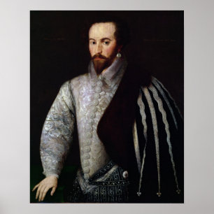 Portret van Sir Walter Raleigh 1588 Poster