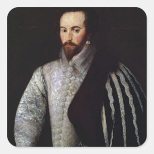Portret van Sir Walter Raleigh 1588 Vierkante Sticker