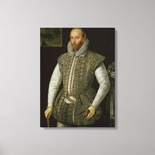 Portret van Sir Walter Raleigh, 1598 Canvas Afdruk (Voorkant)