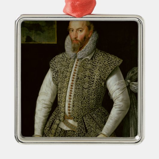 Portret van Sir Walter Raleigh, 1598 Metalen Ornament (Voorkant)