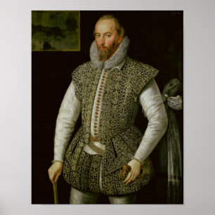 Portret van Sir Walter Raleigh, 1598 Poster