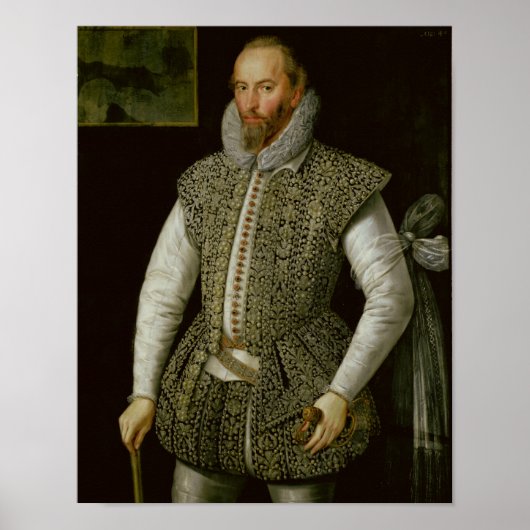 Portret van Sir Walter Raleigh, 1598 Poster (Voorkant)