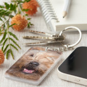 Portret van Soft Coated Wheaten Terrier Sleutelhanger (Voorkant Rechts)