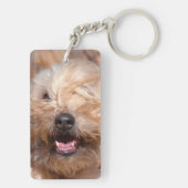 Portret van Soft Coated Wheaten Terrier Sleutelhanger (achterkant)