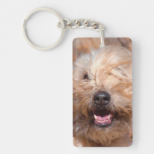 Portret van Soft Coated Wheaten Terrier Sleutelhanger (Voorkant)
