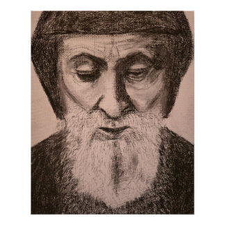 Portret van St. Charbel Makhlouf Perfect Poster