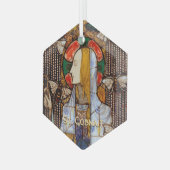 Portret van St. Gobnait, Patrones van Bijen, Glas Ornament (Voorkant links)