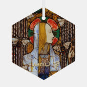 Portret van St. Gobnait, Patrones van Bijen, Glas Ornament (Achterkant)