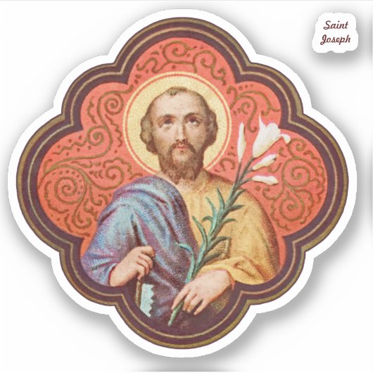 Portret van St Joseph in een Octofoil (TF 02) - 1U Sticker (Voorkant)