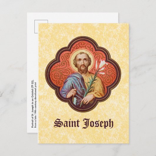 Portret van St. Joseph in een Octofoil (TF 02) Briefkaart (Voorkant / Achterkant)