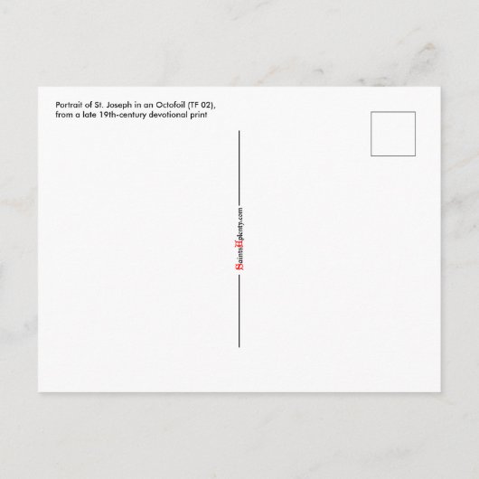 Portret van St. Joseph in een Octofoil (TF 02) Briefkaart (Achterkant)