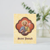 Portret van St. Joseph in een Octofoil (TF 02) Briefkaart (Staand voorkant)
