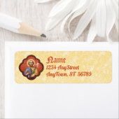 Portret van St. Joseph in een Octofoil (TF 02) Etiket (Insitu)