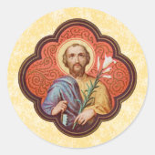 Portret van St. Joseph in een Octofoil (TF 02) Ronde Sticker (Voorkant)