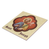 Portret van St. Joseph in een Octofoil (TF 02) Tegeltje (Zijkant)