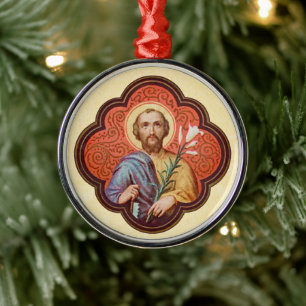 Portret van St. Jozef in een octofoil (TF 02) Metalen Ornament