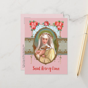 Portret van St. Rose versierd met rozen (M 024a) Briefkaart