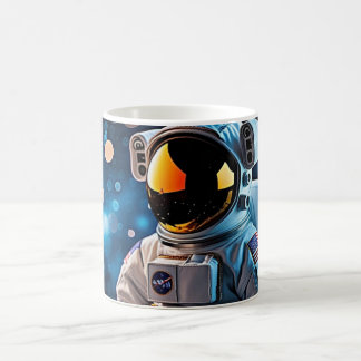Portret van sterrenkijker astronaut van dichtbij koffiemok