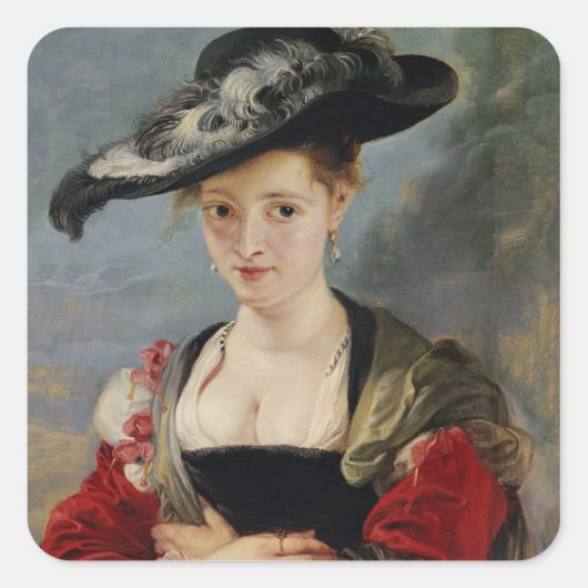 Portret van Susanna Lunden (?) (Le Chapeau de Pail Vierkante Sticker (Voorkant)