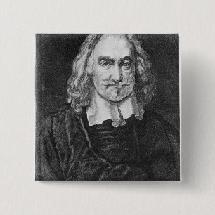 Portret van Thomas Hobbes Vierkante Button 5,1 Cm