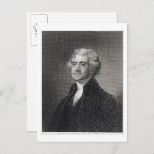 Portret van Thomas Jefferson, gegraveerd door Henr Briefkaart (Voorkant / Achterkant)