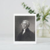 Portret van Thomas Jefferson, gegraveerd door Henr Briefkaart (Staand voorkant)