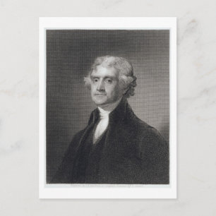 Portret van Thomas Jefferson, gegraveerd door Henr Briefkaart