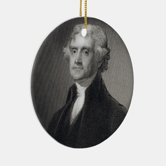 Portret van Thomas Jefferson, gegraveerd door Henr Keramisch Ornament (Rechts)