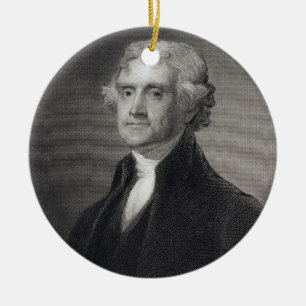 Portret van Thomas Jefferson, gegraveerd door Henr Keramisch Ornament