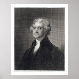Portret van Thomas Jefferson, gegraveerd door Henr Poster