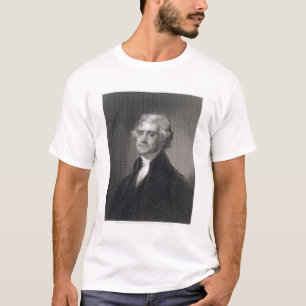 Portret van Thomas Jefferson, gegraveerd door Henr T-shirt
