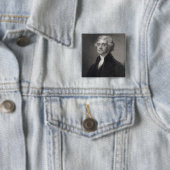 Portret van Thomas Jefferson, gegraveerd door Henr Vierkante Button 5,1 Cm (In situ)